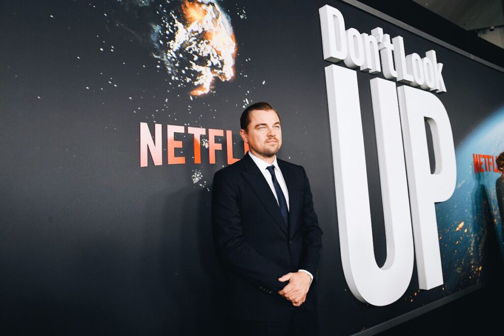 Photo shows Leonardo DiCaprio at the "Don't Look Up" premiere.